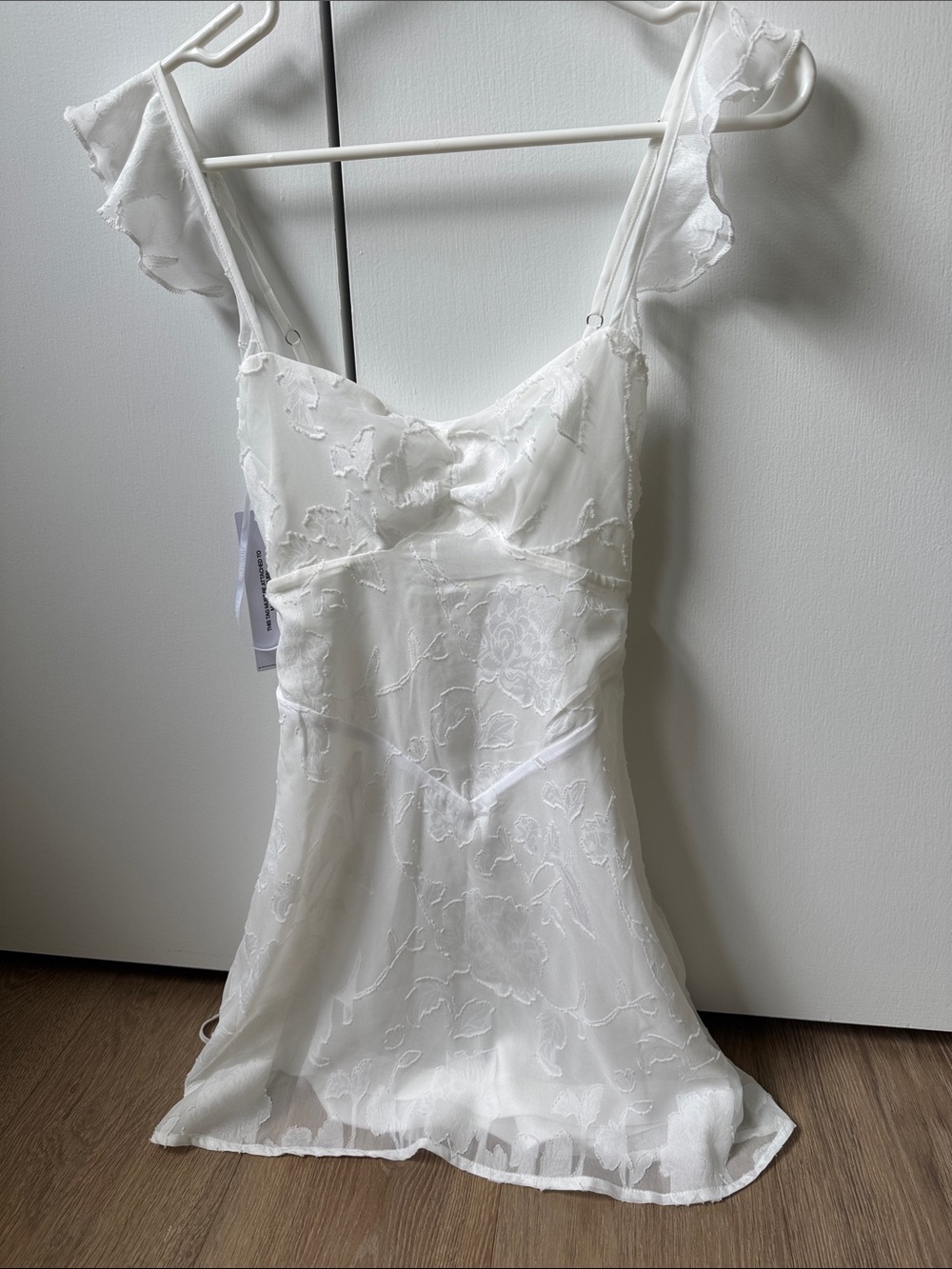 Sheer White Floral Lace Slip Dress